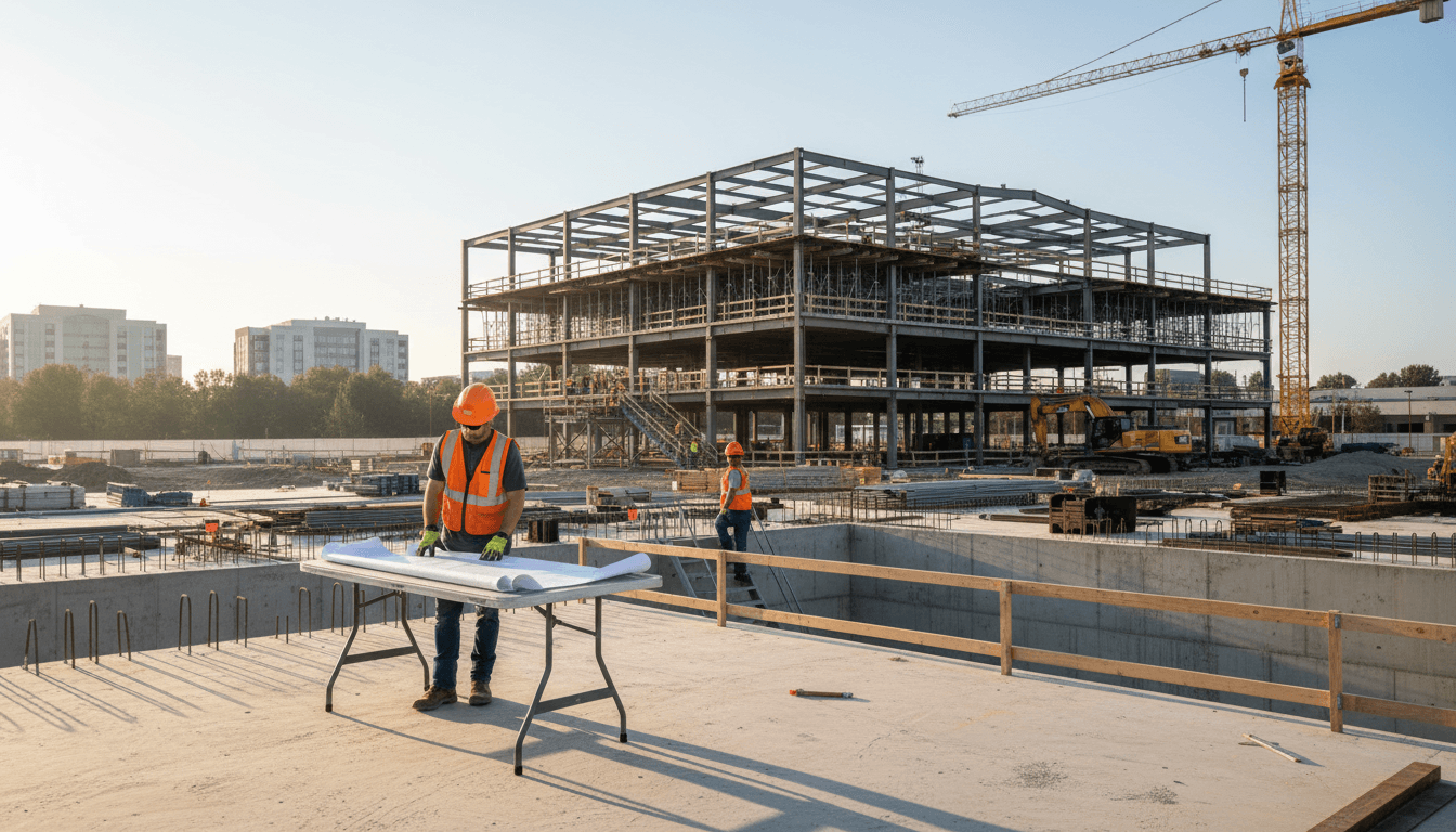 Chantier de construction moderne à Rabat avec équipe professionnelle